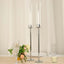 2-Pack Silver Metal Taper Candlestick Holders, Clear Glass Hurricane Candle Stands With Chimney Candle Shades 24"