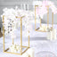 2-Pack Wedding Flower Stand Gold Metal Geometric Column Frame Rectangular - Versatile Floral Pedestal for Sophisticated Arrangements 16"