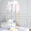2-Pack Wedding Flower Stand Gold Metal Geometric Column Frame Rectangular - Versatile Floral Pedestal for Sophisticated Arrangements 32"
