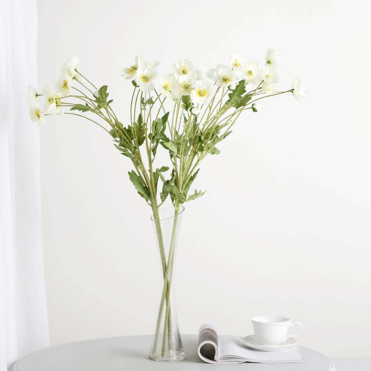 2 Stems 33" Ivory Artificial Silk Poppy Flower Bouquet Bushes