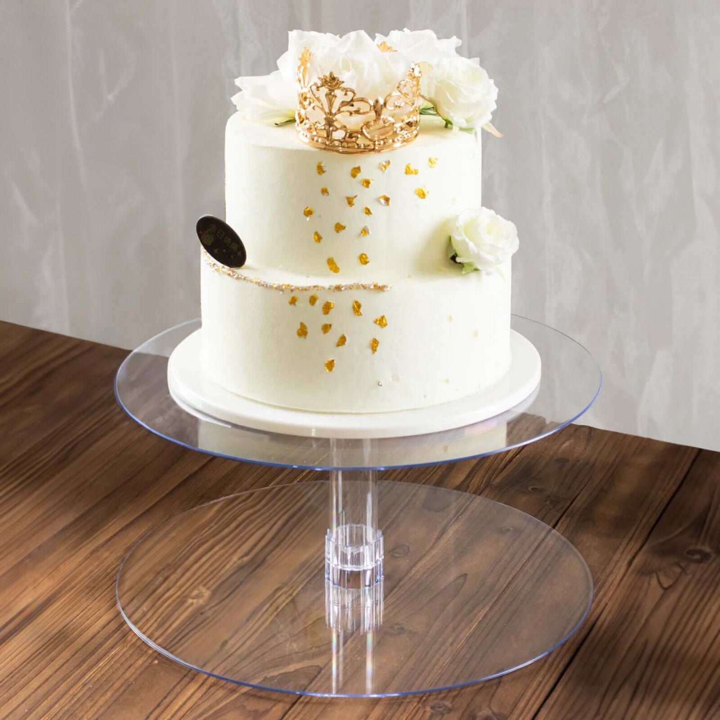 2-Tier Acrylic Round Cake Stand Set Clear - Chic Versatile Cupcake Holder Dessert Display Pedestal for Wedding Buffet & Catering Displays 16"