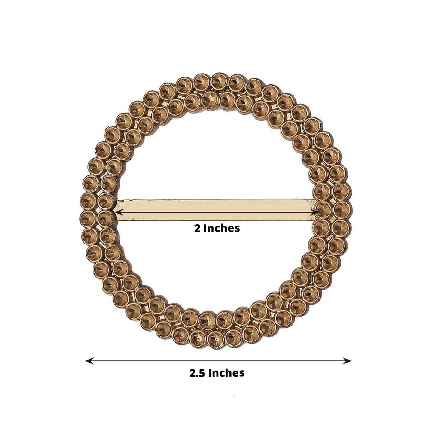 20 Pack Diamond Round Chair Sash Band Buckle Pins Antique Gold - Timeless Rhinestone Napkin Rings 2.5"