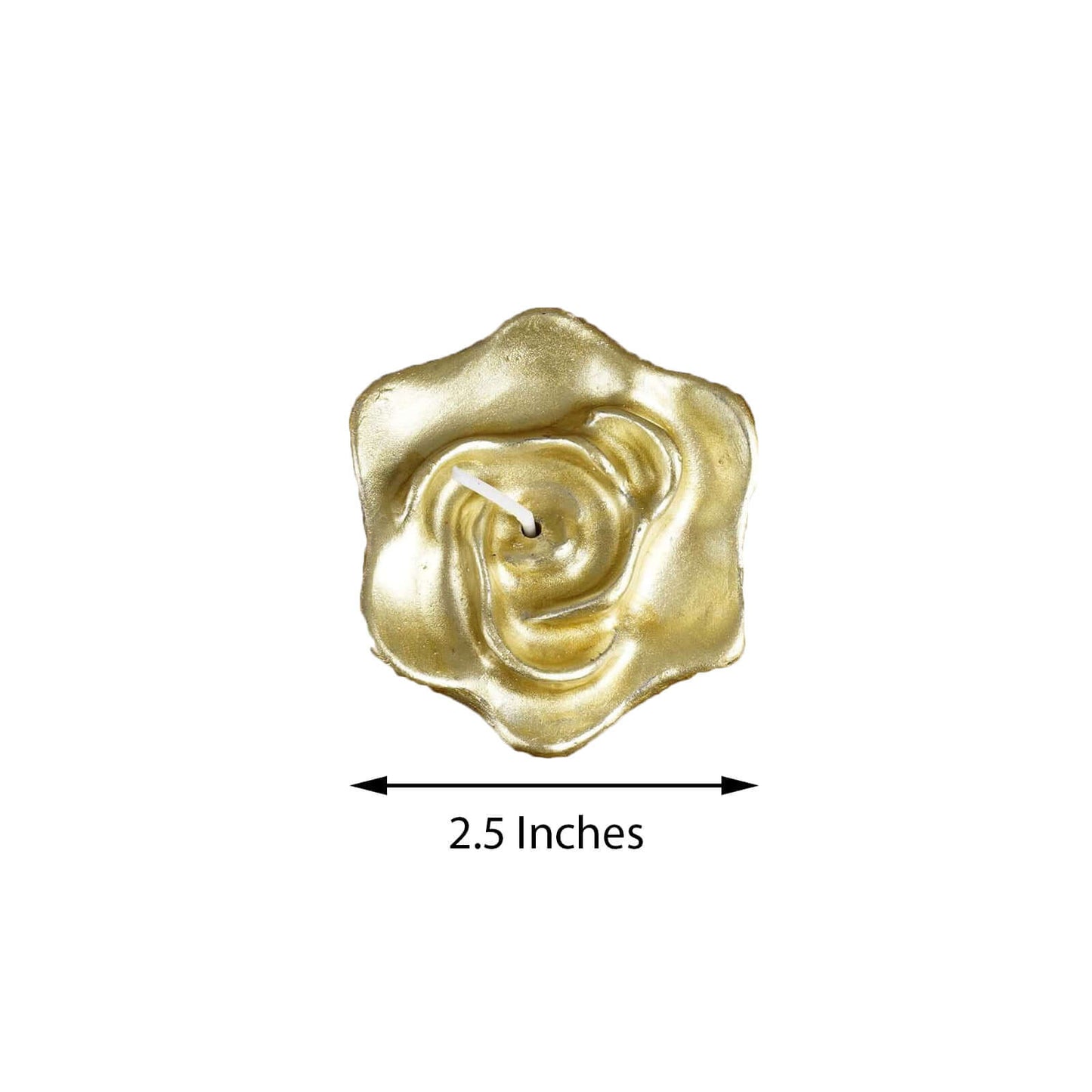 4-Pack Floating Candles Rose Flower Design Gold - Wedding Vase Fillers for Events 2.5"