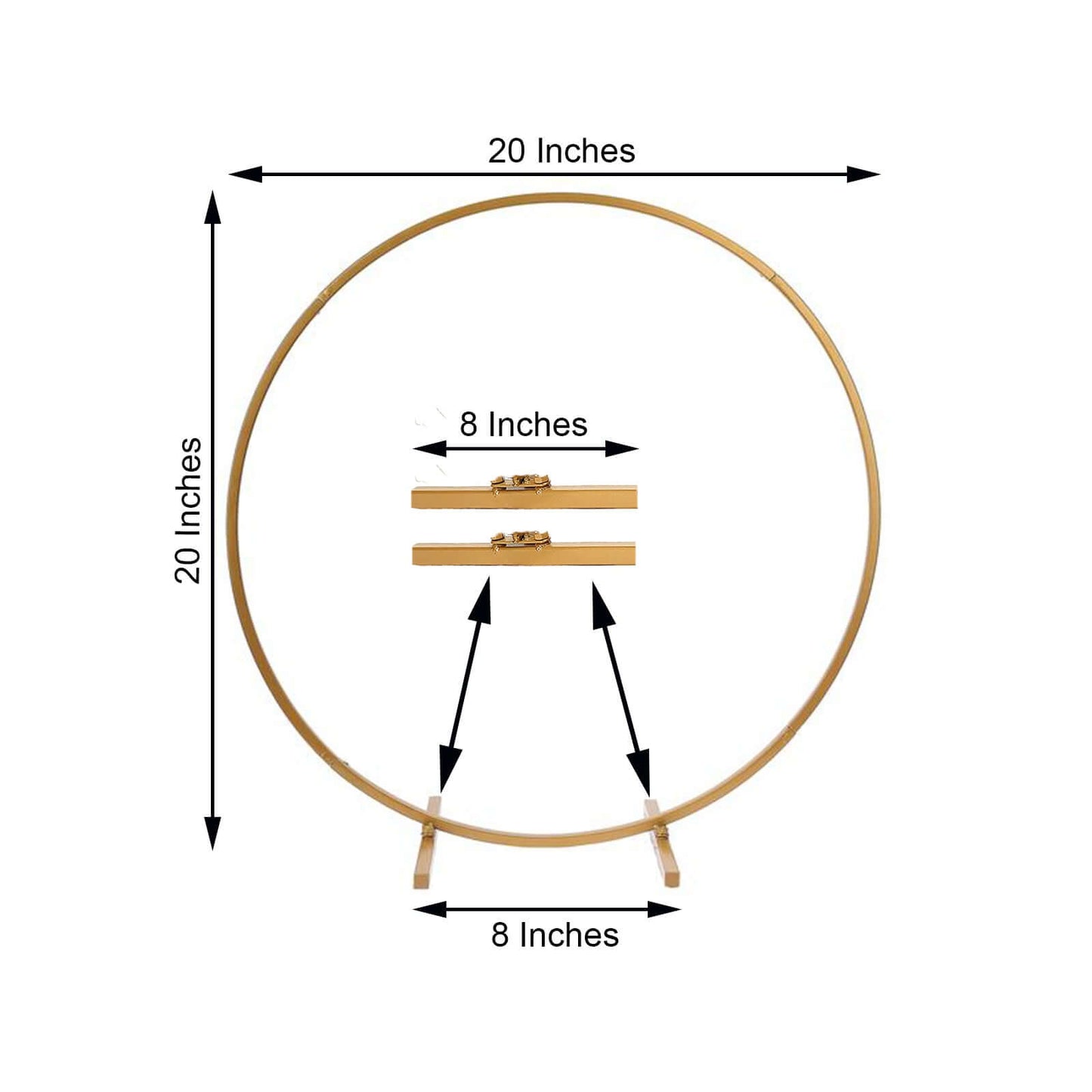 20" Gold Round Arch Wedding Centerpiece, Metal Hoop Wreath Tabletop Decor
