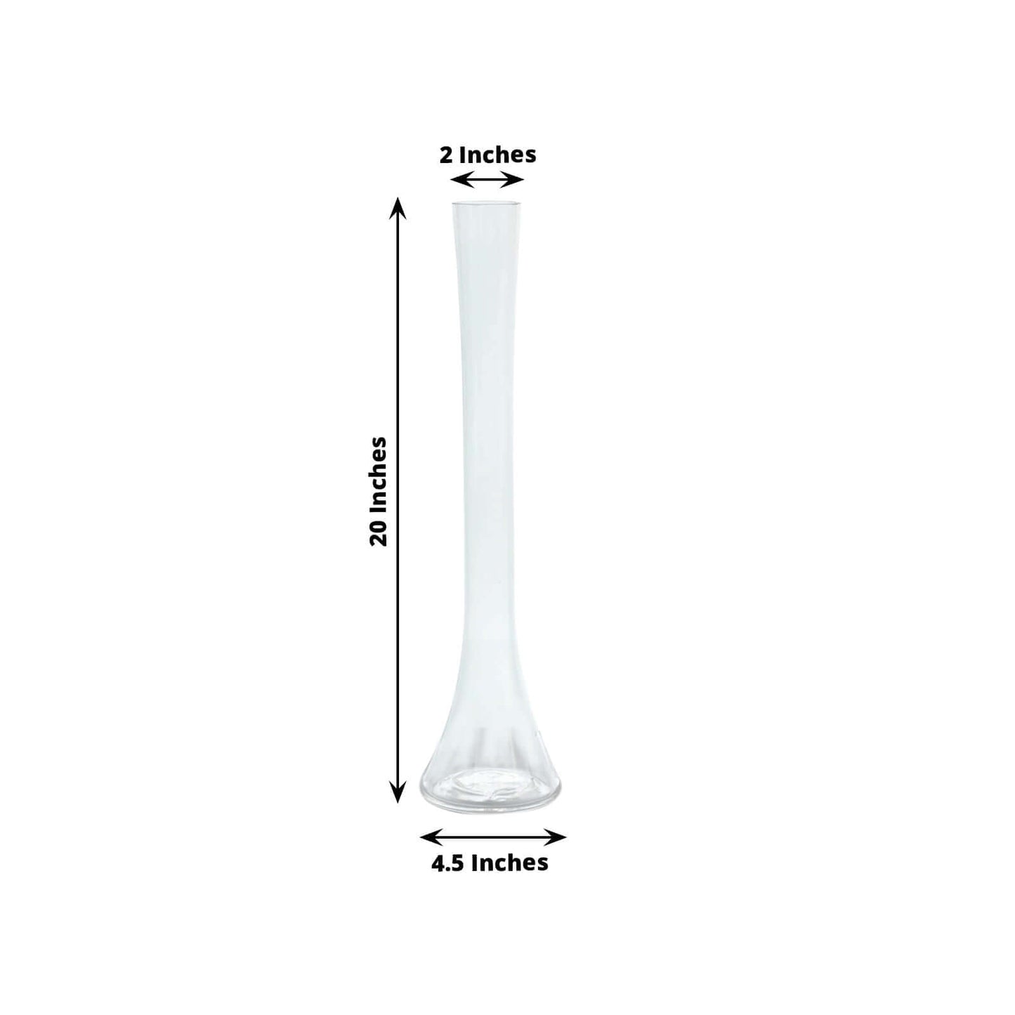 6-Pack Glass Eiffel Tower Vases Clear with Round Base - Tall Skinny Flower Bud Wedding Centerpieces 20"