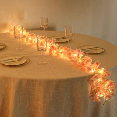 20 LED Garland Fairy String Lights Cherry Blossom Design Blush Warm White - Battery Operated Party DÃ©cor 6ft - LED