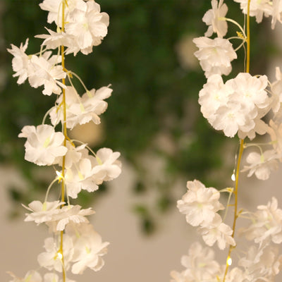 20 LED Garland Fairy String Lights Cherry Blossom Design White Warm White - Battery Operated Party DÃ©cor 6ft - LED