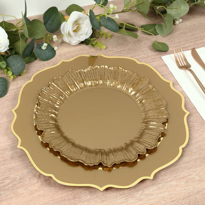 20-Pack 10’’ Plastic Dinner Plates â€“ Gold Reef Design Party Plates â€“ Elegant Disposable Tableware - Plates