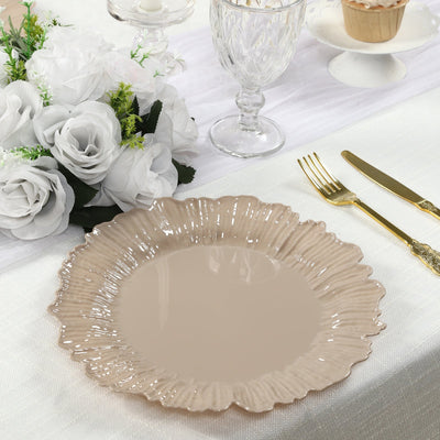 20-Pack 10’’ Plastic Dinner Plates â€“ Taupe Reef Design Party Plates â€“ Elegant Disposable Tableware - Plates
