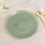 20-Pack 10’’ Plastic Dinner Plates Round Transparent Dusty Sage Green Swirl with Gold Rim â€“ Crystal-Like Elegant