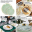 20-Pack 10’’ Plastic Dinner Plates Round Transparent Dusty Sage Green Swirl with Gold Rim â€“ Crystal-Like Elegant