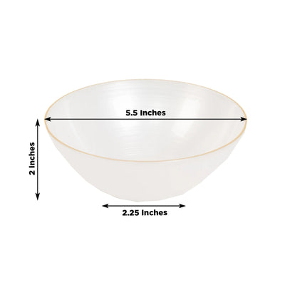 20-Pack 16oz Plastic Bowls â€“ Transparent Pearl White with Gold Rim Elegant Crystal-Like Swirl Disposable Bowls