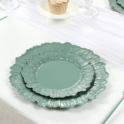 20-Pack 7’’ Plastic Dessert Plates â€“ Dusty Sage Green Reef Design Appetizer Salad Party Plates â€“ Elegant Disposable