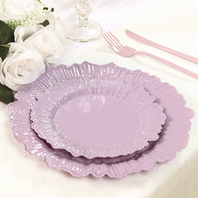 20-Pack 7’’ Plastic Dessert Plates â€“ Lavender Lilac Reef Design Appetizer Salad Party Plates â€“ Elegant Disposable