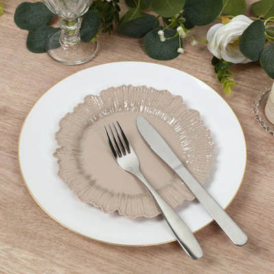 20-Pack 7’’ Plastic Dessert Plates â€“ Taupe Reef Design Appetizer Salad Party Plates â€“ Elegant Disposable Tableware