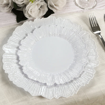 20-Pack 7’’ Plastic Dessert Plates â€“ White Reef Design Appetizer Salad Party Plates â€“ Elegant Disposable Tableware
