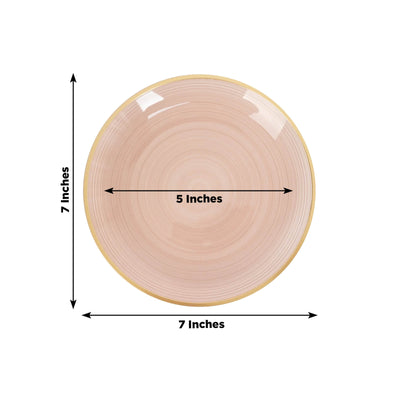 20-Pack 7’’ Plastic Salad Dessert Plates Round Transparent Dusty Rose Swirl with Gold Rim â€“ Crystal-Like Elegant