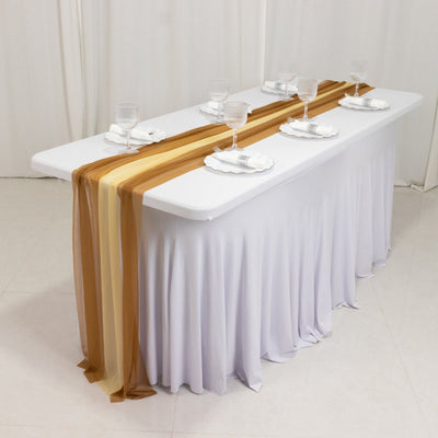 20-Pack 9ft Sheer Table Runners â€“ Champagne/Gold Shimmer Sheer Drapes Wrinkle-Free - Runners