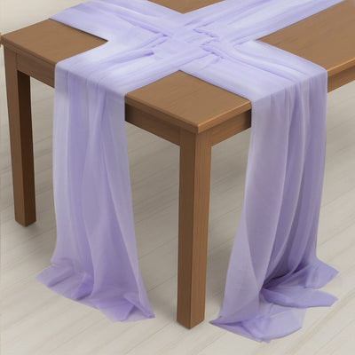 20-Pack 9ft Sheer Table Runners â€“ Lavender Lilac Shimmer Sheer Drapes Wrinkle-Free - Runners
