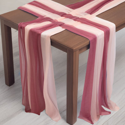 20-Pack 9ft Sheer Table Runners â€“ Mauve/Blush Shimmer Sheer Drapes Wrinkle-Free - Runners