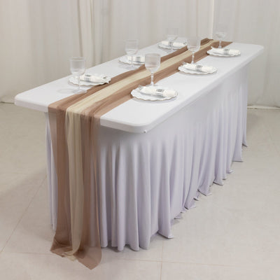 20-Pack 9ft Sheer Table Runners â€“ Taupe/Beige Shimmer Sheer Drapes Wrinkle-Free - Runners