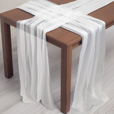 20-Pack 9ft Sheer Table Runners â€“ White Shimmer Sheer Drapes Wrinkle-Free - Runners