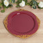 20-Pack Economy Plastic Round Charger Plates 13" in Burgundy with Gold Embossed Baroque Rim, Stylish Dinner Party Serving Plates