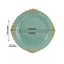 20-Pack Economy Plastic Round Charger Plates 13’’ in Dusty Sage Green with Gold Embossed Baroque Rim Stylish Dinner
