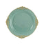 20-Pack Economy Plastic Round Charger Plates 13’’ in Dusty Sage Green with Gold Embossed Baroque Rim Stylish Dinner