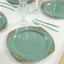 20-Pack Economy Plastic Round Charger Plates 13’’ in Dusty Sage Green with Gold Embossed Baroque Rim Stylish Dinner