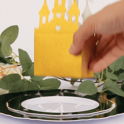 20 Pack Gold Glitter Fairy Tale Castle Favor Boxes Princess Theme Cardstock Paper Candy Boxes Party Decorations