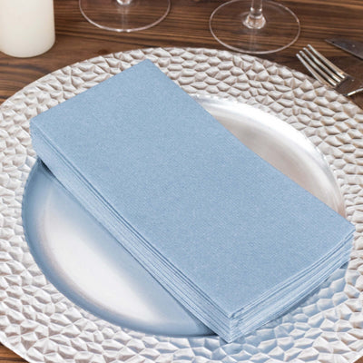 20 Pack Linen-Like Paper 8.5"x4" Napkins Dusty Blue - Highly Absorbent & Disposable Airlaid Guest Towels