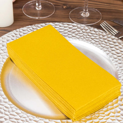 20 Pack Linen-Like Paper 8.5"x4" Napkins Gold - Highly Absorbent & Disposable Airlaid Guest Towels for Special Occasions