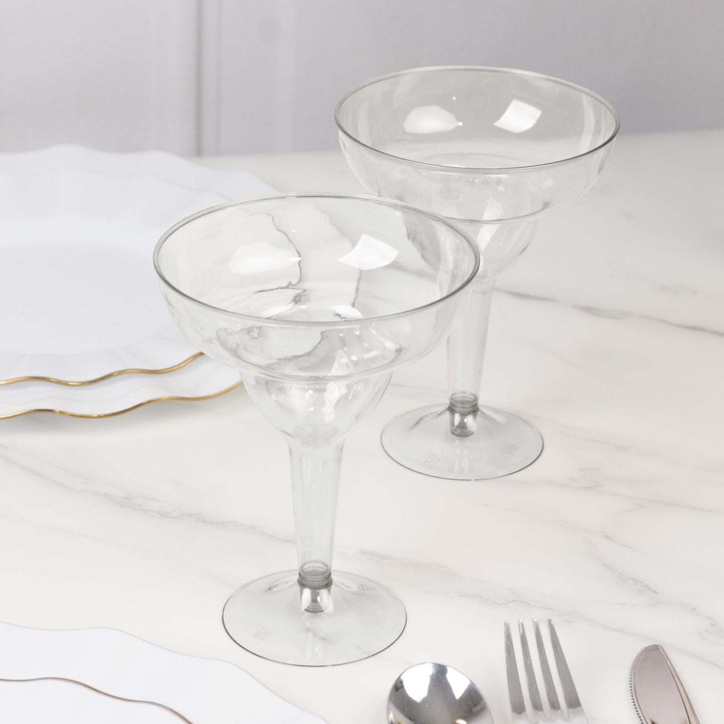 20-Pack Plastic Margarita Glasses Clear - Sturdy Disposable Glasses for Pina Coladas 10oz - Disposables