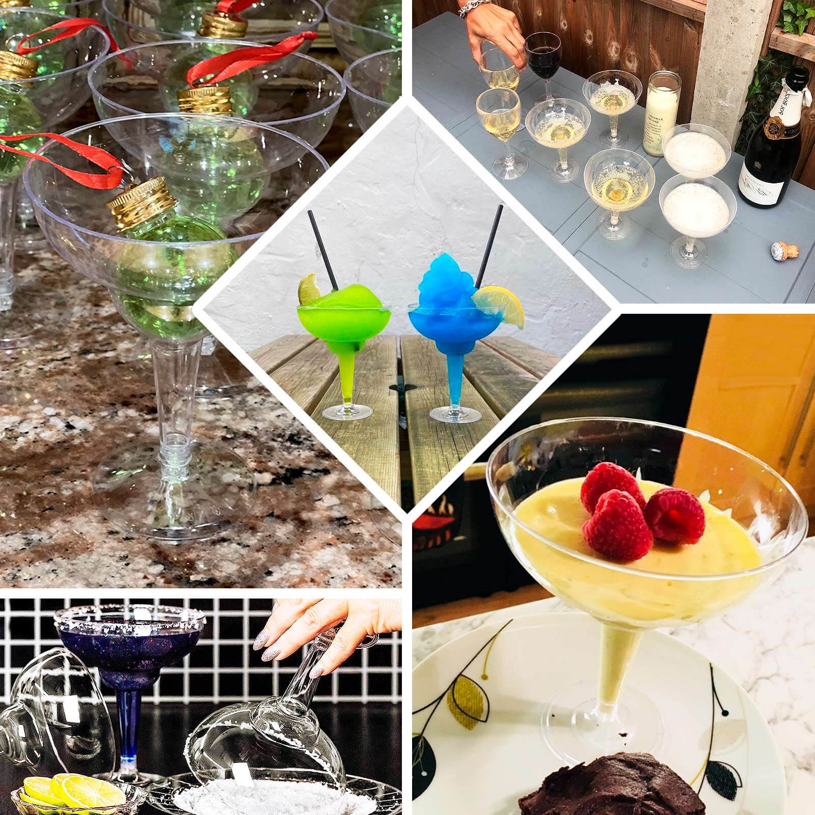 20-Pack Plastic Margarita Glasses Clear - Sturdy Disposable Glasses for Pina Coladas 10oz - Disposables