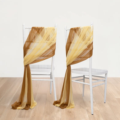 20-Pack Sheer Chair Drape Decor in Champagne and Gold â€“ 9ft Shimmer Sash Wrinkle-Free - Chair Sashes
