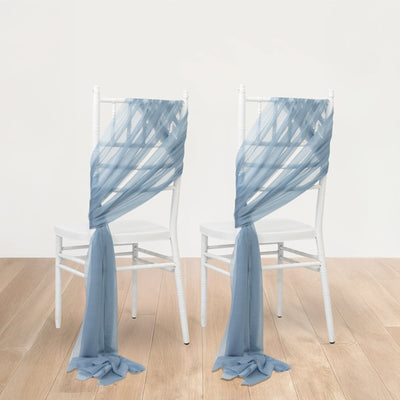 20-Pack Sheer Chair Drape Decor in Dusty Blue â€“ 9ft Shimmer Sash Wrinkle-Free - Chair Sashes