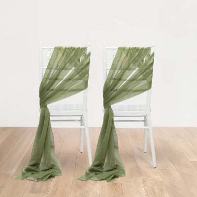 20-Pack Sheer Chair Drape Decor in Dusty Sage Green â€“ 9ft Shimmer Sash Wrinkle-Free - Chair Sashes