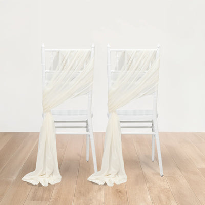 20-Pack Sheer Chair Drape Decor in Ivory â€“ 9ft Shimmer Sash Wrinkle-Free - Chair Sashes