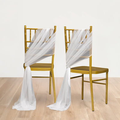 20-Pack Sheer Chair Drape Decor in White â€“ 9ft Shimmer Sash Wrinkle-Free - Chair Sashes