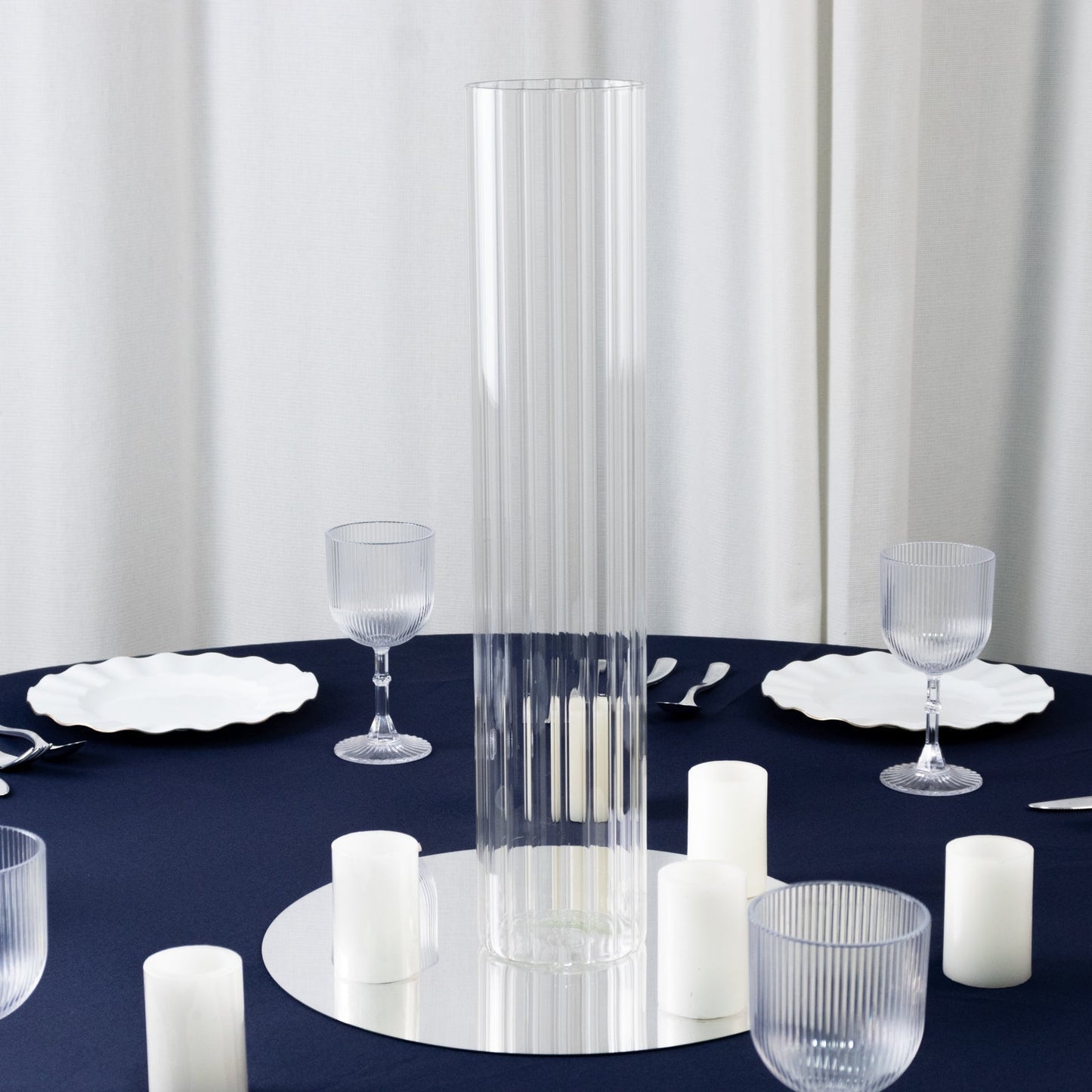 20’’ Ribbed Cylinder Glass Vases 6-Pack â€“ Tall Clear Vases for Pampas Grass Fresh Flowers & Elegant Event Decor