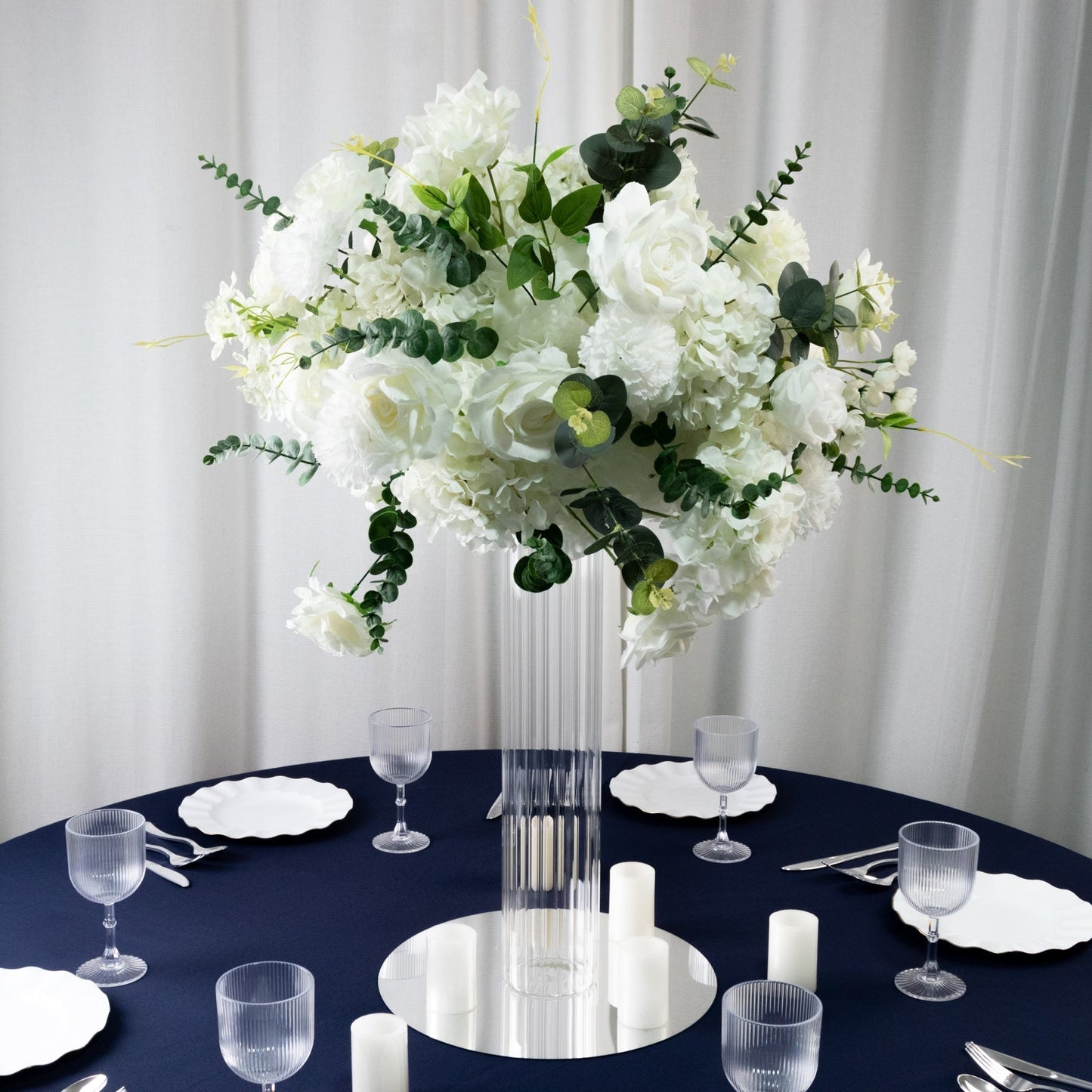 20’’ Ribbed Cylinder Glass Vases 6-Pack â€“ Tall Clear Vases for Pampas Grass Fresh Flowers & Elegant Event Decor