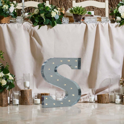 20" Vintage Galvanized Metal Marquee Letter Light Cordless With 16 Warm White LED - S