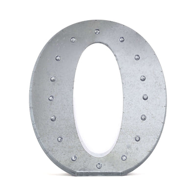 20" Vintage Galvanized Metal Marquee Symbol Light Cordless With 16 Warm White LED - @