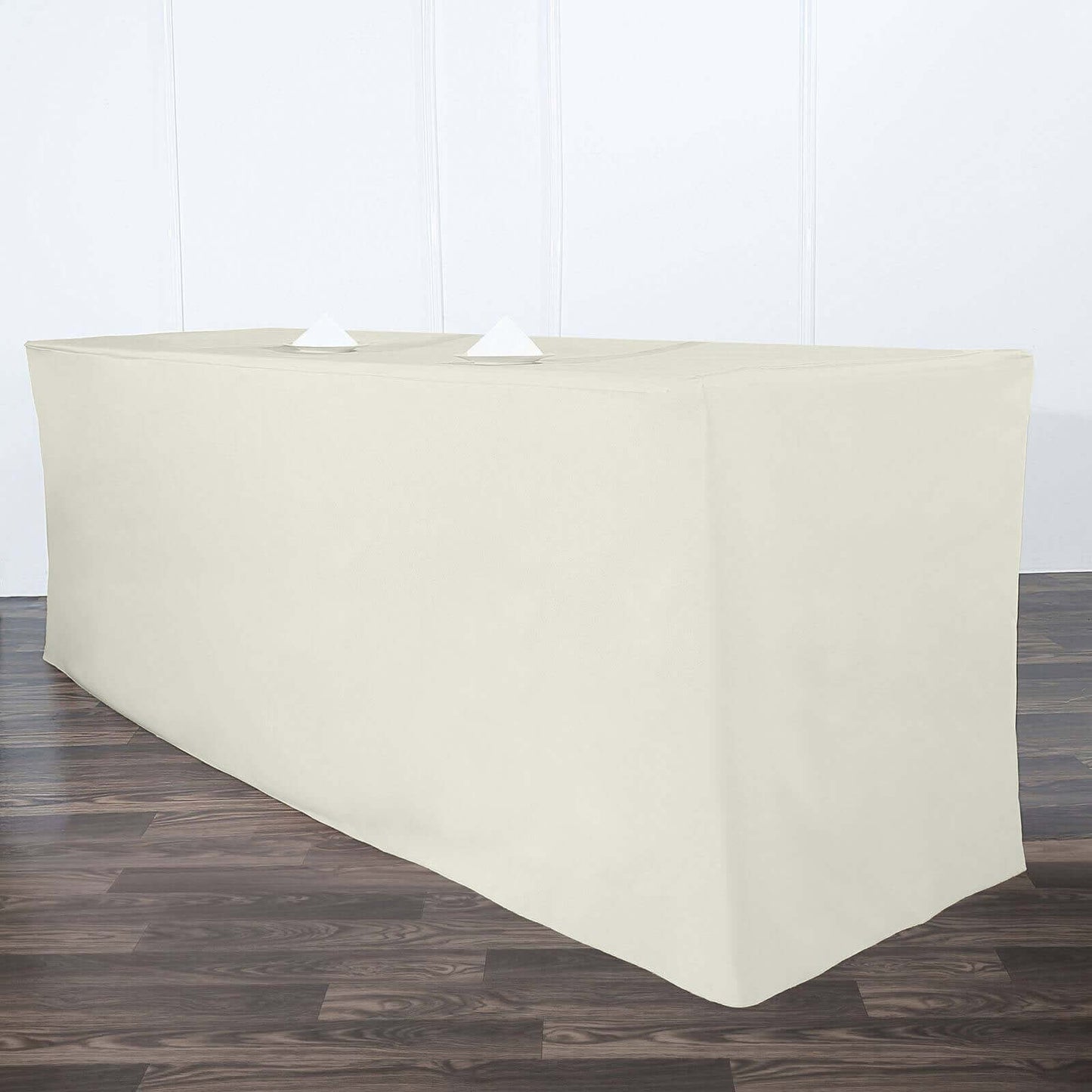 Fitted Polyester 96"x30" Rectangle Tablecloth Ivory - Durable and Easy to Maintain Table Cover