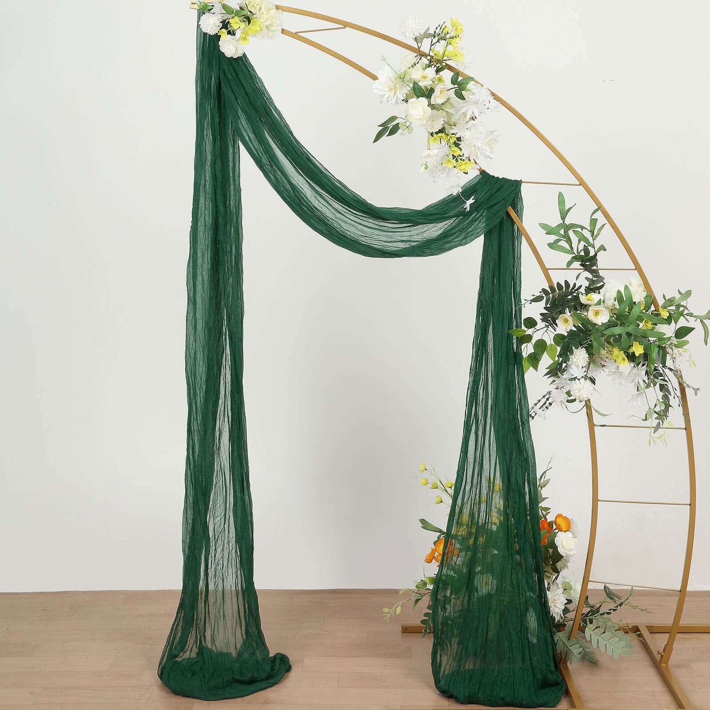 20ft Hunter Emerald Green Gauze Cheesecloth Fabric Wedding Arch Drapery, Window Scarf Valance, Boho Decor Arbor Curtain Panel