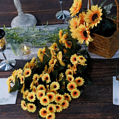 22" Artificial Hanging Vine Sunflower Bush, Draping Bouquet Garland
