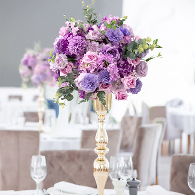 22-Inch Lavender Lilac Silk Flower Grand Centerpiece â€“ Pre-Arranged Artificial Rose Hydrangea & Chrysanthemum Ball