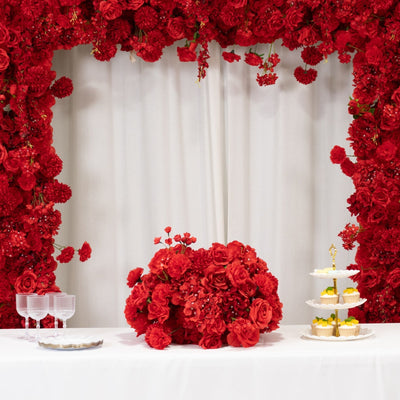 22-Inch Red Silk Flower Grand Centerpiece â€“ Pre-Arranged Artificial Rose Hydrangea & Chrysanthemum Ball for Wedding &