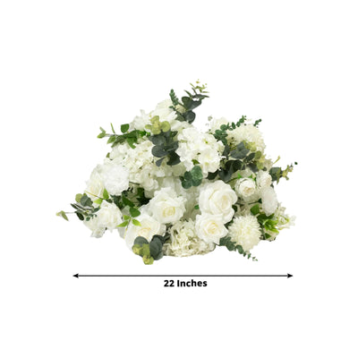 22-Inch White Silk Flower Grand Centerpiece â€“ Pre-Arranged Artificial Rose Hydrangea & Chrysanthemum Ball for Wedding